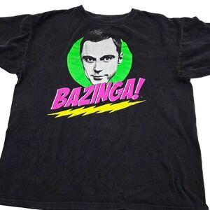 The Big Bang Theory T-Shirt Mens L Black Sheldon Cooper Bazinga Tee Streetwear
